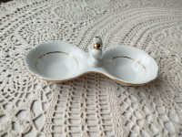 Retro solnica z zlato dekoracijo, porcelan, brezhibna