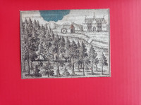 Star nemški tisk z ilustracijo.Grad Marymont,Varšava.Mlin.