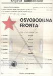 OSVOBODILNA FRONTA - OBJAVA KANDIDATURE, 1949