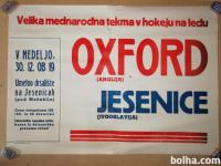 Plakat za tekmo OXFORD JESENICE hokej na ledu sezona 1956/57