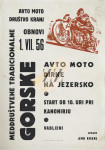 Plakat: tradicionalne gorske avto moto dirke na Jezersko, 1956 Kranj