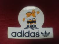 vintage nalepka Adidas, SP v nogometu 1974, Nemčija,maskoti Tip in Tap