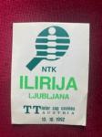 vintage nalepka Namiznoteniški klub Ilirija Ljubljana, 1992