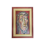 (10715) Stane Jarm; olje na lesu; "Jezus"; 29 cm x 43 cm