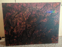 abstraktna slika, črno-rdeča, 80x60