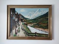 Alpska dolina, umetniška slika, olje na platnu, H. Holzhauer