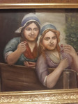 Antik nemška slika-  olje platno- baročni leseni okvir- 63×52cm