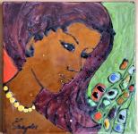 z rožami in jaz - slika v emajlu