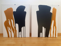 Diptih akril na platno "She approaches but he seems reserved", 50x70cm