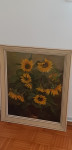 JANEZ  KALIŠNIK SLIKA   SONČNICE  OLJE  NA  PLATNU 65X75 CM