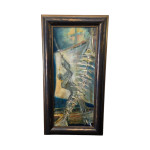 (K67) Stipe Miličić; Akvarel; ribič; 36 cm x 70 cm