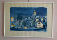 Mesto, akvarel, 70 x 50 cm