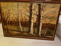 Oljna slika -BREZE, avtor J. Kotar