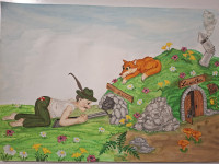 Original ilustracija iz slikanice Pleši pleši Črni Kos