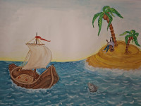 Original ilustracija iz slikanice Pleši pleši črni kos-tempera