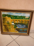 Originalna slika, slika, olje na platnu, viadukt, 60x50cm