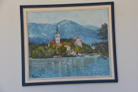 Pokrajina, Bljesko jezero - otok, olje platno