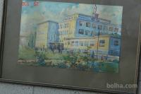 Prodam akvarel motiv Gimnazija Bežigrad 51 X 39 Marta Klopćićeva