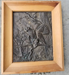 Relief OGNJENA PTICA, LOVSKA BRONASTA KOVINSKA STENSKA SLIKA Cena 25€
