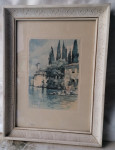 SLIKA akvarel v lepem debelem okvirju s steklom 29 x 38 cm
