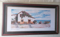 SLIKA akvarel v lepem širokem debelem okvirju s steklom 45 x 25 cm