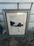 SLIKA akvarel v širokem debelem okvirju s steklom 42,5 x 57 cm