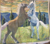 Slika brez okvirja - konja v igri