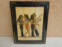 Slika iz Egipta slikana na papirus v črno zlatem okvirju s steklom