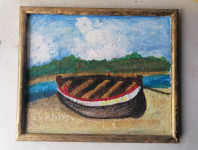 SLIKA na lesonitu v okvirju brez stekla 29 x 24 cm