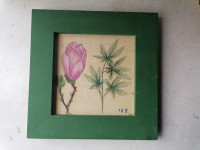 SLIKA na lesonitu v širokem okvirju brez stekla 26 x 26 cm