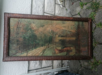 SLIKA na lesonitu v širokem okvirju brez stekla 98 x 49 cm