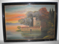 Slika olje na platnu Grad pri jezeru