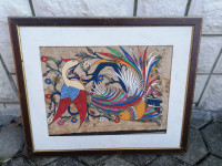 SLIKA na papirju v okvirju brez stekla 69 x 56,5 cm