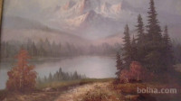Slika pokrajine z lesenim okvirjem 25x35cm