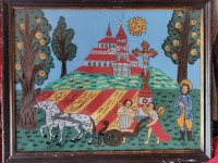 Slika na steklu, votiva  - naiva 47 x 37 cm , okoli 1900
