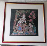 SLIKA na svili v lepem okvirju s steklom 36,5 x 36,5 cm