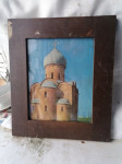 SLIKA v širokem  masivnem okvirju brez stekla 31,5 x 36,5 cm