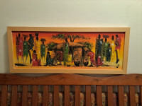 Slika z okvirjem. Platno napeto na podokvir. 92 x 36 cm