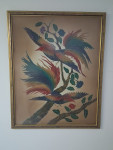 Slika,z steklom-Dve rajski ptici 98X79cm