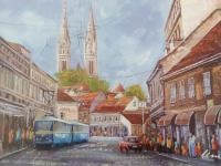 Slika Zagreb - katedrala in tramvaj