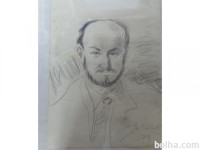 SLIKAR TOMAŽ GOSTINČAR - SLIKA PORTRET Z SVINČNIKOM