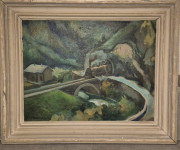 Stanev Kumar, olje na lesonit 45x55 Primorska železniška proga