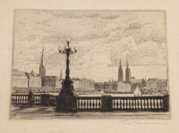stara grafika Hamburg Nemčija od Friedrich Trautmann