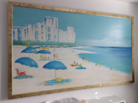 Umetniška slika, olje na platnu, morski motiv, plaža