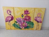 UMETNIŠKA SLIKA,OLJE NA PLATNU,NINA BELOVA,PLES FLAMINGOV OKOLI LOTUSA