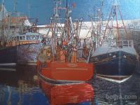 Umetniška slika/reprodukcija/ladje v pristanišču