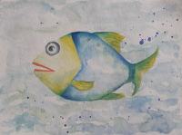 Umetniška slika "Riba s turkiznim trupom"
