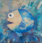Umetniška slika "Riba v modrem"