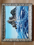 Umetniška slika "Zimsko jezero", original akvarel, velikost 50×35 cm.