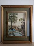 Vintage oljna slika na platnu - pokrajina z okvirjem (54 × 64 cm)
